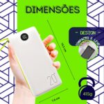 Power Bank 20000mAh com cabos premium: carregamento rápido e universal para celular, tablet e acessórios. - Imagem 4