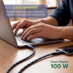 Cabo USB-C para USB-C i2GO CBF 2m 100W: carregamento rápido, alta resistência e certificação USB-IF. - Imagem 3