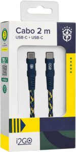 Cabo USB-C para USB-C i2GO CBF 2m 100W: carregamento rápido, alta resistência e certificação USB-IF. - Imagem 6