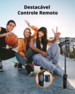 Estabilizador Celular Gimbal 3 Eixos AI Rastreamento Automático,Controle Remoto Destacável,Haste Extensível Integrada,Tripé e Luz Estabilizador Celular para Iphone Vlog Viagem (Preto) - Imagem 4