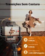 Estabilizador Celular Gimbal 3 Eixos AI Rastreamento Automático,Controle Remoto Destacável,Haste Extensível Integrada,Tripé e Luz Estabilizador Celular para Iphone Vlog Viagem (Preto) - Imagem 8