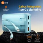 Power Bank Basike 20000mAh com carregamento rápido 22,5W, 3 saídas e proteção inteligente para mais energia em qualquer lugar. - Imagem 6