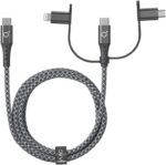 Cabo 3 em 1 Ovvi Grafite: versatilidade, durabilidade e 2m de alcance para carregar iPhone, Android e mais. - Imagem 3
