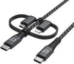 Cabo 3 em 1 Ovvi Grafite: versatilidade, durabilidade e 2m de alcance para carregar iPhone, Android e mais. - Imagem 4