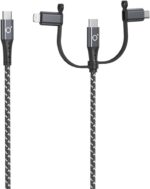 Cabo 3 em 1 Ovvi Grafite: versatilidade, durabilidade e 2m de alcance para carregar iPhone, Android e mais. - Imagem 5