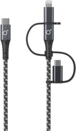 Cabo 3 em 1 Ovvi Grafite: versatilidade, durabilidade e 2m de alcance para carregar iPhone, Android e mais. - Imagem 6