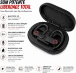 Fone Bluetooth Esportivo TWS com Gancho, IPX5 e Estojo Carregador para Corrida e Academia - Imagem 3