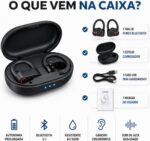 Fone Bluetooth Esportivo TWS com Gancho, IPX5 e Estojo Carregador para Corrida e Academia - Imagem 5