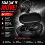 Fone Bluetooth Esportivo TWS com Gancho, IPX5 e Estojo Carregador para Corrida e Academia - Imagem 7
