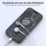 Fones USB-C Premium para iPhone e Galaxy: áudio cristalino, microfone e controle remoto, compatível com USB-C - Imagem 8