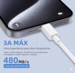 Cabo USB-C 2m com turbo carregamento rápido e transferência de dados para iPhone e Android - Imagem 5