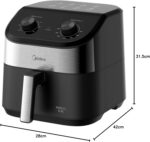 Fritadeira Midea Air Fryer 5,5L, design de dois botões, ampla faixa de temperatura de 80°C a 200°C, cesto antiaderente e prato para vegetais, 1900W, 110V, FWM55P1 - Imagem 9