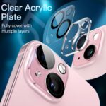 Proteção 9H HD para câmera do iPhone 15 e 15 Plus, case-friendly e fácil de instalar, pacote com 3 unidades JETech - Imagem 3