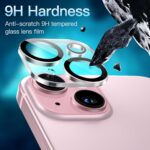 Proteção 9H HD para câmera do iPhone 15 e 15 Plus, case-friendly e fácil de instalar, pacote com 3 unidades JETech - Imagem 4