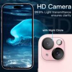 Proteção 9H HD para câmera do iPhone 15 e 15 Plus, case-friendly e fácil de instalar, pacote com 3 unidades JETech - Imagem 5