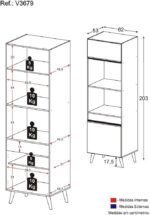 Paneleiro Veneza 2 portas 63cm: espaço para forno e micro-ondas, MDP resistente e acabamento acetinado. - Imagem 2