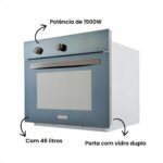 Forno à Gás de Embutir Stelar 46L Topázio: mais espaço, grill elétrico, segurança e praticidade para assar com precisão. - Imagem 5
