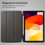 Capa Premium para Xiaomi Redmi Pad Se 11" com suporte para Pencil, proteção anti-impacto, função Sleep e design leve preta - Imagem 4