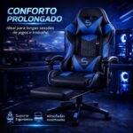 Cadeira gamer ergonômica reclinável com apoio para pés, conforto ideal e suporte lombar para jogar ou trabalhar com mais comodidade. - Imagem 4