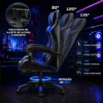 Cadeira gamer ergonômica reclinável com apoio para pés, conforto ideal e suporte lombar para jogar ou trabalhar com mais comodidade. - Imagem 6