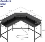Mesa de jogos Huuger em L com LEDs, tomadas e suporte para monitor: praticidade, organização e imersão total. - Imagem 3