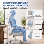 Cadeira de Escritório Ergonômica Cinza com suporte lombar, encosto ajustável e malha respirável para mais conforto no home office. - Imagem 4