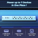 Mesa de jogos Huuger em L com LEDs, tomadas e suporte para monitor: praticidade, organização e imersão total. - Imagem 5