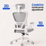 Cadeira de Escritório Ergonômica Cinza com suporte lombar, encosto ajustável e malha respirável para mais conforto no home office. - Imagem 6