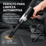 Mini Aspirador de Pó Portátil Sem Fio 120W: potente sucção para carro, casa e escritório, recarregável USB e bivolt. - Imagem 6