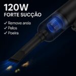 Mini Aspirador de Pó Portátil Sem Fio 120W: potente sucção para carro, casa e escritório, recarregável USB e bivolt. - Imagem 7