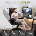 Cadeira Gamer DAZZ X-Rocker Preta: conforto ergonômico com almofadas lombar e cervical, ajuste de altura e encosto reclinável. - Imagem 5