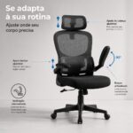 Cadeira de Escritório Presidente Ergonômica Preta: conforto premium, mesh respirável, apoio lombar e reclinação 135° - Imagem 5