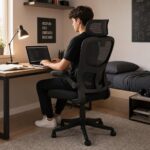 Cadeira de Escritório Presidente Ergonômica Preta: conforto premium, mesh respirável, apoio lombar e reclinação 135° - Imagem 7