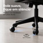 Cadeira de Escritório Presidente Ergonômica Preta: conforto premium, mesh respirável, apoio lombar e reclinação 135° - Imagem 8