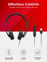 Fone de Ouvido Lenovo Headset Estéreo USB-A: áudio claro, redução de ruído e conforto para chamadas e entretenimento. - Imagem 5