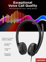 Fone de Ouvido Lenovo Headset Estéreo USB-A: áudio claro, redução de ruído e conforto para chamadas e entretenimento. - Imagem 7