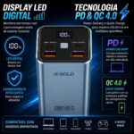Power Bank A'Gold BTE-92 20000mAh 65W: carga turbo, 4 saídas e visor digital para iPhone, Samsung, Dell e Xiaomi. - Imagem 4