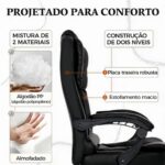 Cadeira Executiva Reclinável com apoio para pés: conforto ergonômico, giro 360° e suporte até 120 kg para seu escritório. - Imagem 4