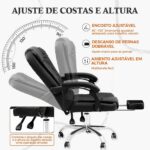 Cadeira Executiva Reclinável com apoio para pés: conforto ergonômico, giro 360° e suporte até 120 kg para seu escritório. - Imagem 5