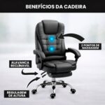 Cadeira Executiva Reclinável com apoio para pés: conforto ergonômico, giro 360° e suporte até 120 kg para seu escritório. - Imagem 7