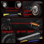 Patinete Elétrico para Adultos com 50 km de autonomia, 50 km/h e pneus all-terrain: conforto, segurança e performance para comprar agora. - Imagem 5