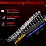 Patinete Elétrico para Adultos com 50 km de autonomia, 50 km/h e pneus all-terrain: conforto, segurança e performance para comprar agora. - Imagem 6