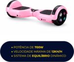 Hoverboard Skate Elétrico 6.5 Brinovar com Bluetooth, LED e bolsa rosa para diversão com equilíbrio e mobilidade segura - Imagem 4