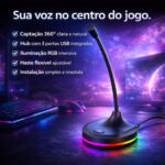 Microfone Gamer RGB com Hub USB: voz clara, setup organizado e ideal para streaming, lives e home office - Imagem 3