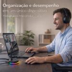 Microfone Gamer RGB com Hub USB: voz clara, setup organizado e ideal para streaming, lives e home office - Imagem 4
