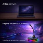 Microfone Gamer RGB com Hub USB: voz clara, setup organizado e ideal para streaming, lives e home office - Imagem 6