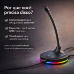 Microfone Gamer RGB com Hub USB: voz clara, setup organizado e ideal para streaming, lives e home office - Imagem 7