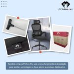 Cadeira de escritório ergonômica preta com suporte lombar, malha respirável e encosto ajustável para máximo conforto. - Imagem 3