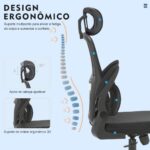 Cadeira de escritório ergonômica preta com suporte lombar, malha respirável e encosto ajustável para máximo conforto. - Imagem 4