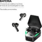 WB Saga Pro TWS gamer: som 360º, modo jogo 45ms, bateria de até 25h e LED preto - Imagem 4